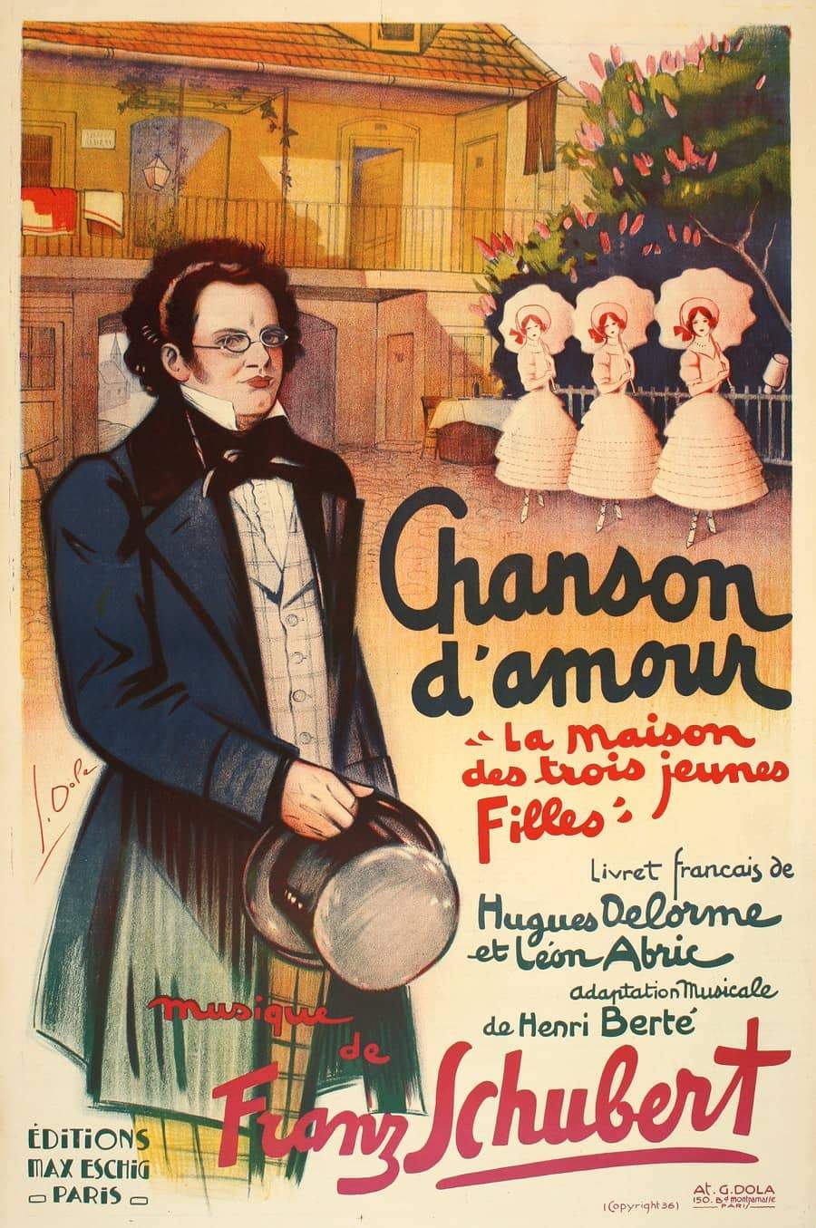 Chanson D'Amour Original 1936 Operetta Poster by Georges Dola