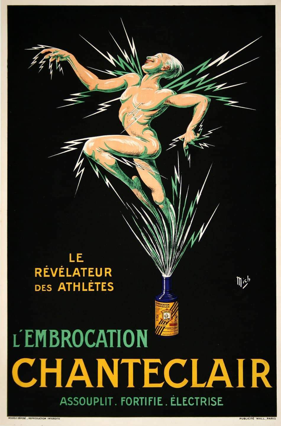 Chanteclair Sport Original Vintage French Poster by Mich C1920 Drink for Athletes