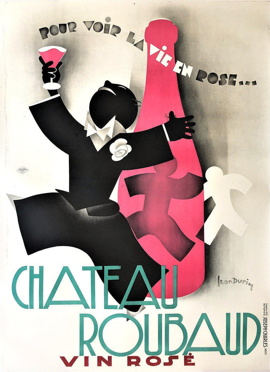 Original Vintage Art Deco Wine Poster Chateau Roubaud by Leon Dupin 1931