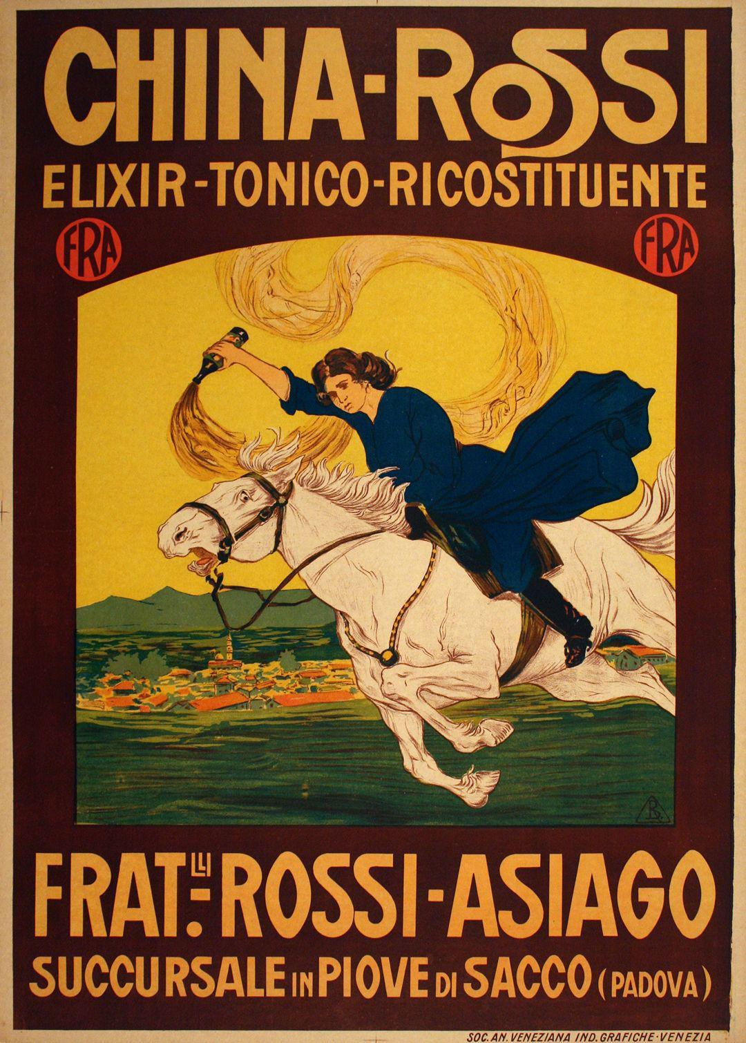 China-Rossi Original Italian Liqueur Poster c1920