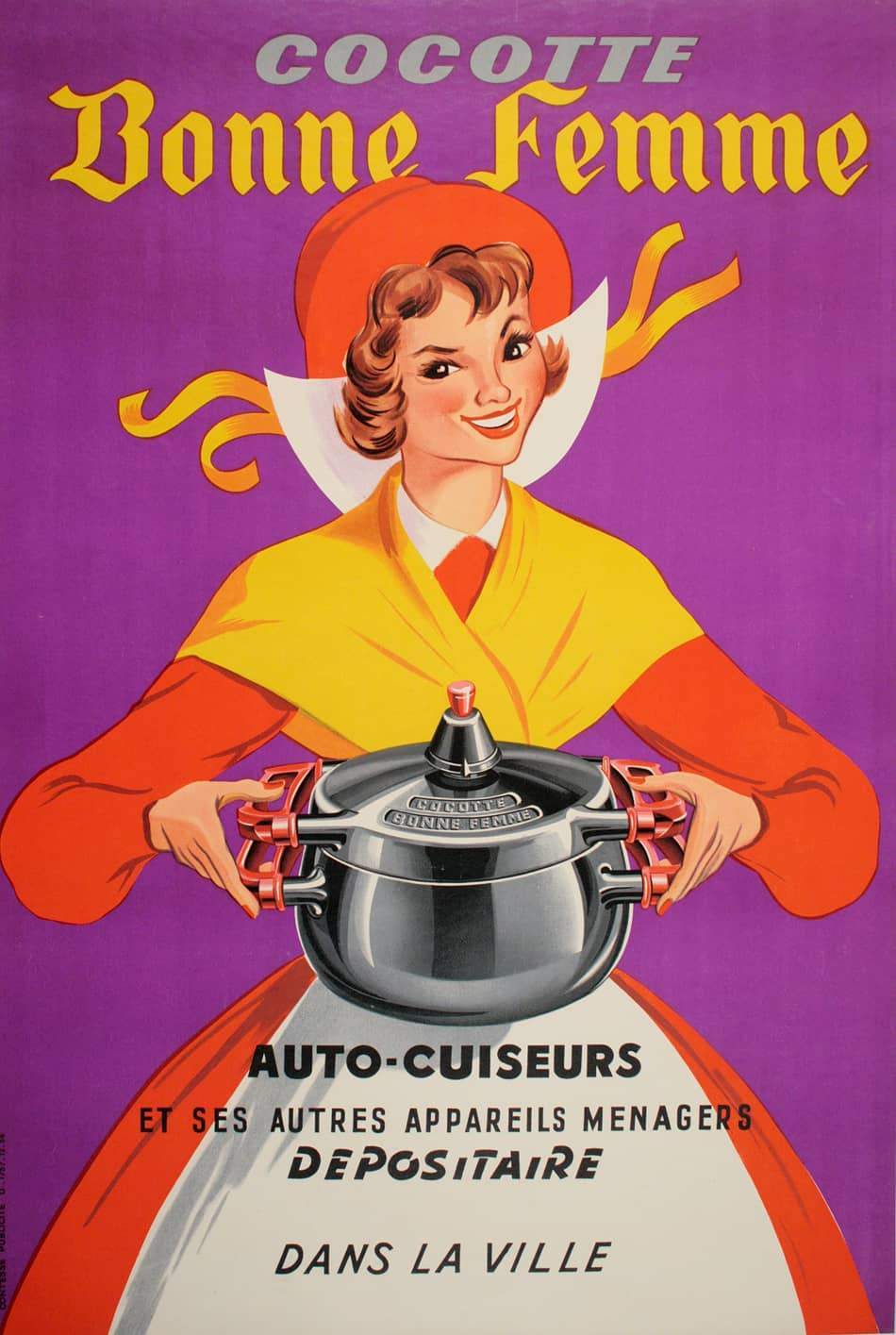 Original French Cooking Poster 1956 - Cocotte Bonne Femme