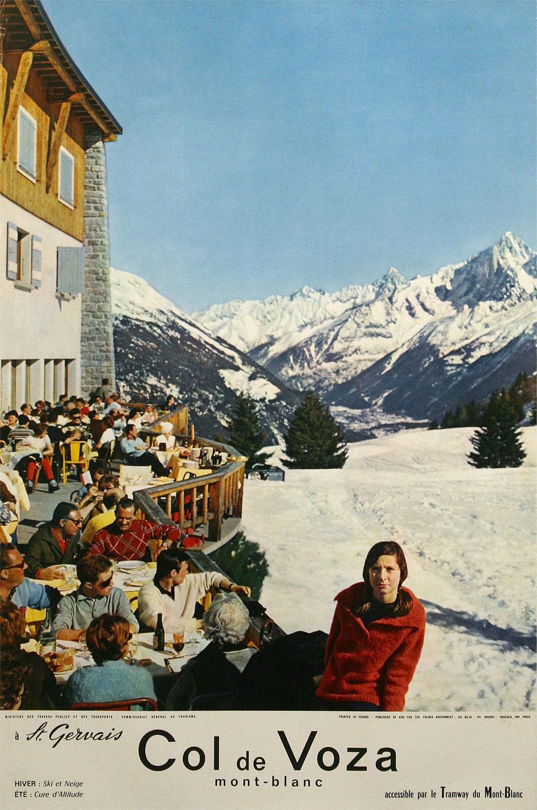 Original Vintage Col de Voza Mont Blanc French Travel Poster c1965