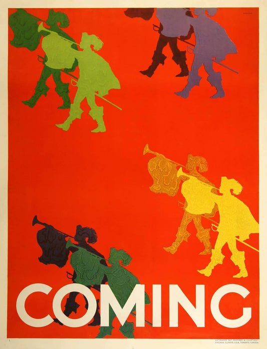 Original Mather Work Incentive Poster 1927 - Coming - Trumpeters