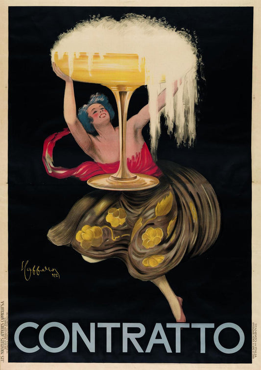 Original Italian Contratto Sparkling Wine Poster by Cappiello 1922 Large Format