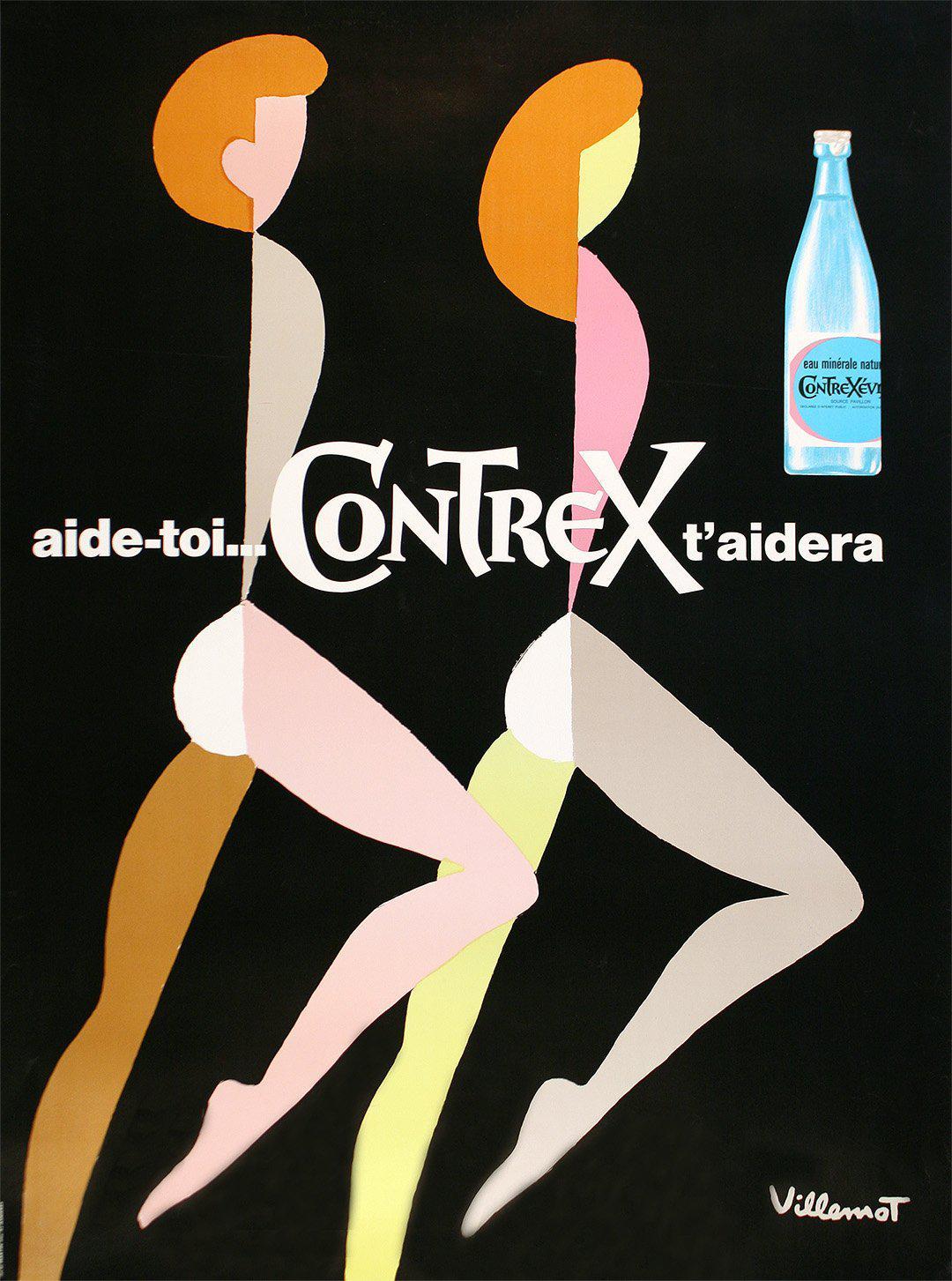 Original Vintage Contrex Two Women Poster by Bernard Villemot c1978 Mineral Water