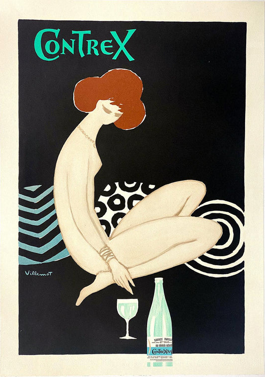 Original Vintage Contrex Print by Bernard Villemot 1974 Nude