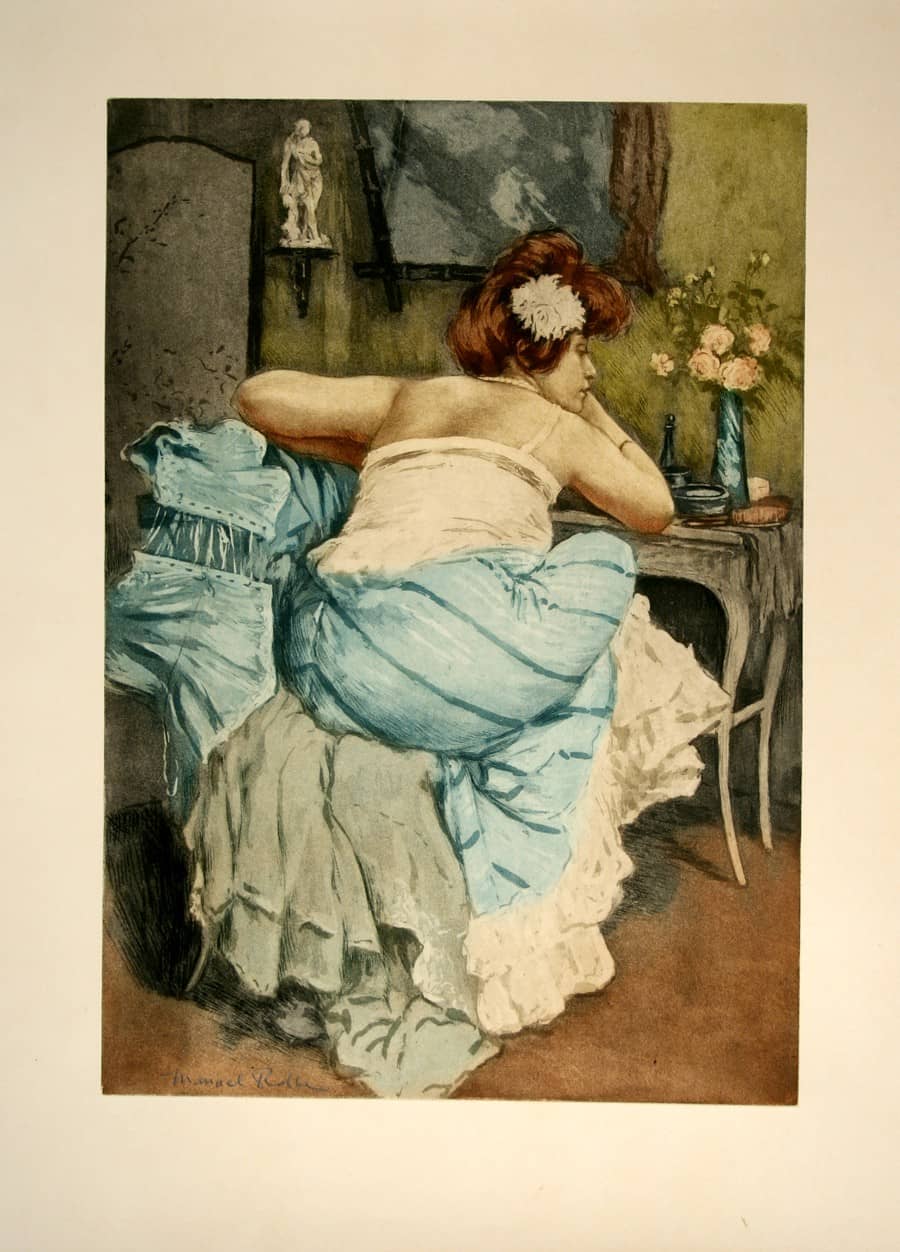 Coquillage Print by Manuel Robbe circa 1900 - Woman in her Boudoir