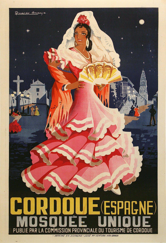 Original Vintage Cordoba Spain Travel Poster C1960