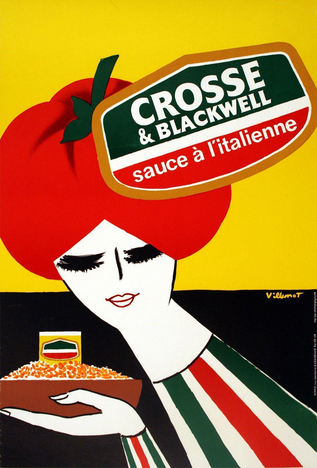 Original Bernard Villemot Poster 1980 for Cross and Blackwell Sauce