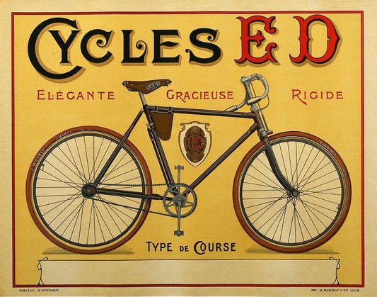 Original Vintage Cycles Ed French Bicycle Poster c1910