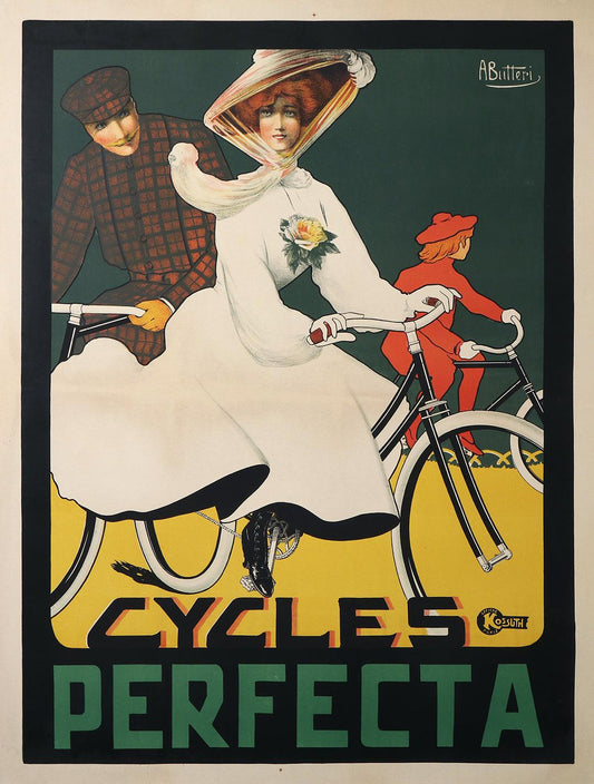 Original Vintage Cycles Perfecta Poster by Achille Butteri Art Nouveau