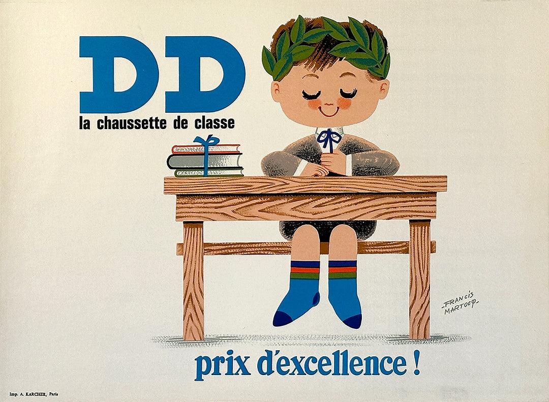 Original Vintage DD Sock Poster by Francis Martocq c1950
