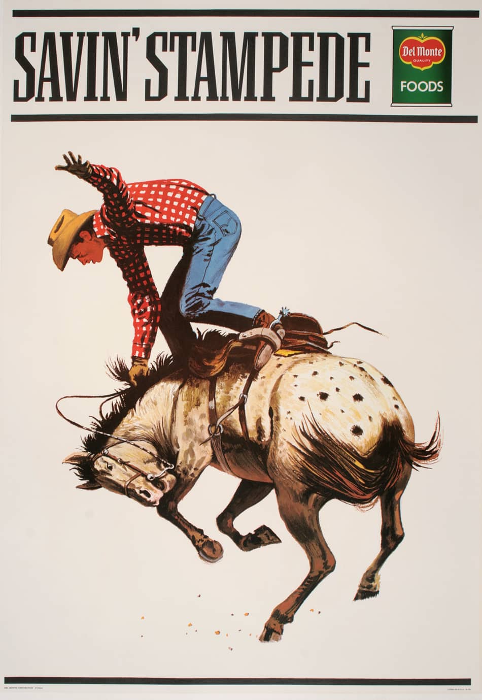 Del Monte Roundup Original Vintage Poster - Cowboy on Bucking Horse c1965