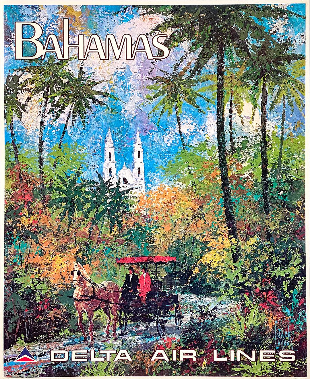 Original 1970's Delta Air Lines Poster for the Bahamas by Jack Laycox
