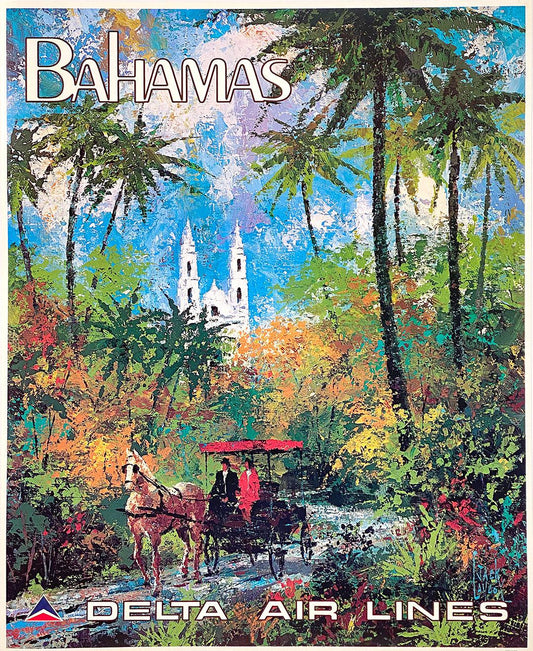 Original 1970's Delta Air Lines Poster for the Bahamas by Jack Laycox