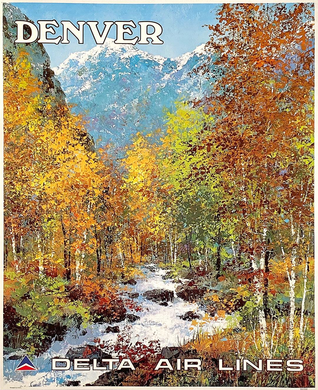 Original 1970's Delta Air Lines Poster Denver Colorado by Jack Laycox