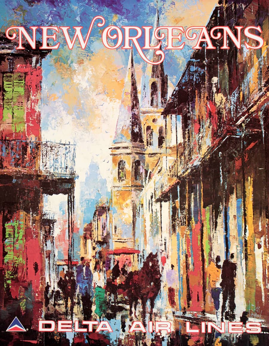 Original 1970's Delta Air Lines Poster for New Orleans by Jack Laycox