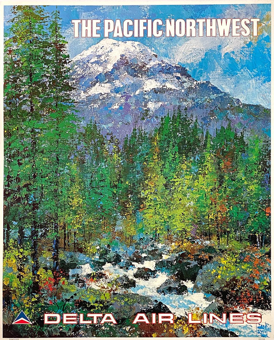 Delta Air Lines Poster for the Pacific Northwest by Jack Laycox 1975