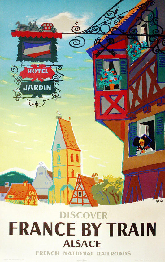 Original Vintage Travel Poster Discover France by Train - Alsace by Abel c1950 SNCF