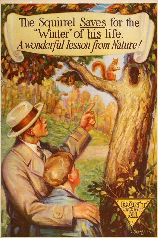 Original Vintage Bank Poster Don't Spend it All - Savings C1920