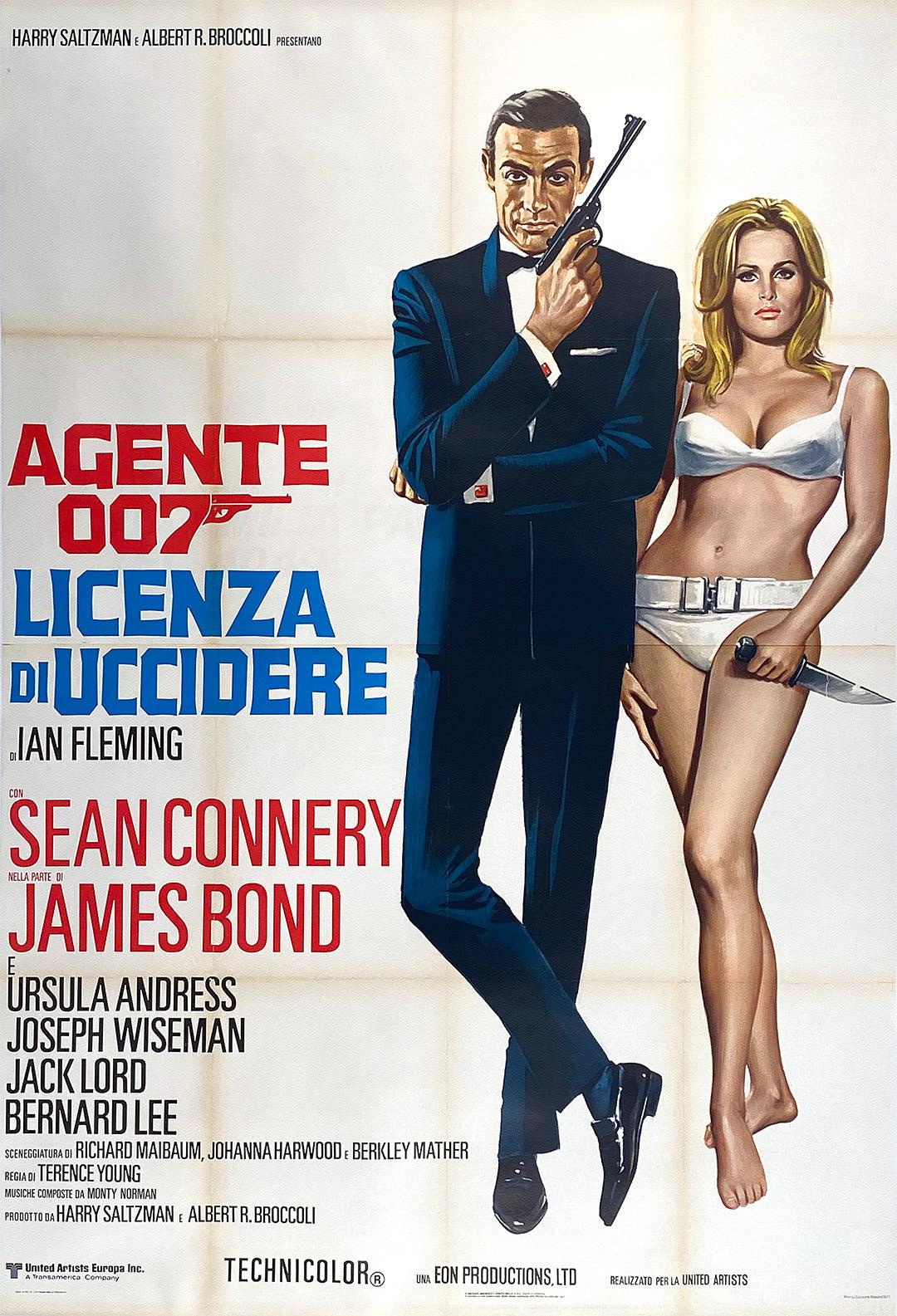 Original Vintage James Bond Dr. No Poster Italian Oversize 1971 Licenza di Uccidere