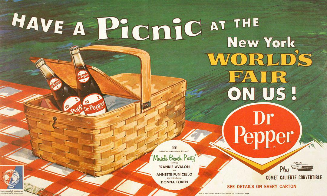 1964 Original Dr. Pepper Poster - Have a Picnic at the New York World's Fair on Us