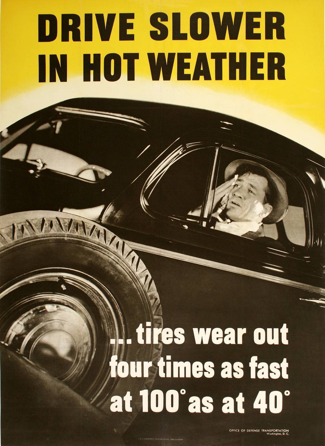 Drive Slower in Hot Weather Poster - Origi8nal WWII 1942