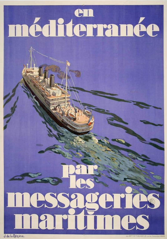 En Mediterranne'e Par Les messageries Maritimes Poster c1935 by J de la Neziere
