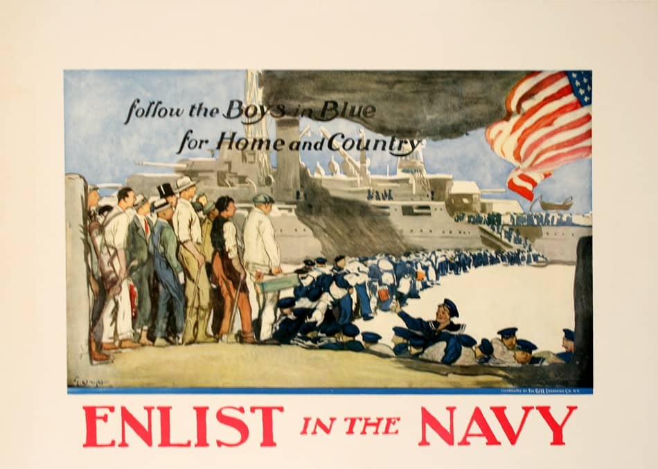 Original World War I Poster - Enlist in the Navy by George Hand Wright