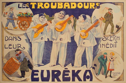 Vintage French Music And Entertainment Poster Eureka les Troubadours by Finot c1905