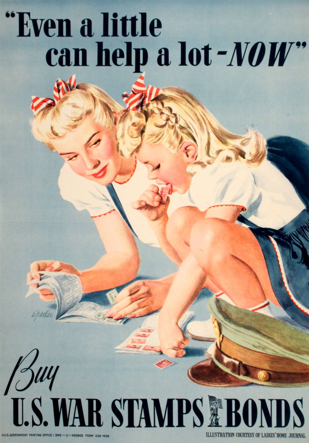 Original American WWII 1942 Poster by Parker - Even A Little Can Help A Lot Now