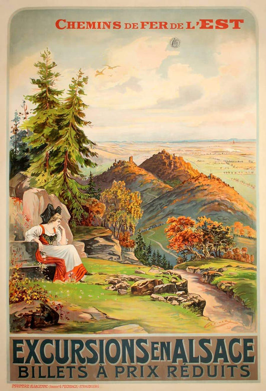 Original 1903 French Poster for Travel to Alsace by Grenier