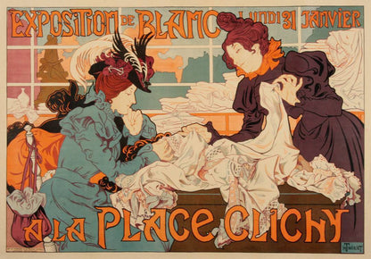 Original 1898 Poster by Thiriet - Exposition de Blanc a La Place Clichy