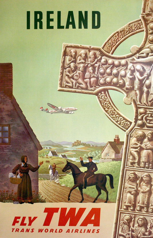 Fly TWA Poster Ireland -Constellation by Simon Greco c1950