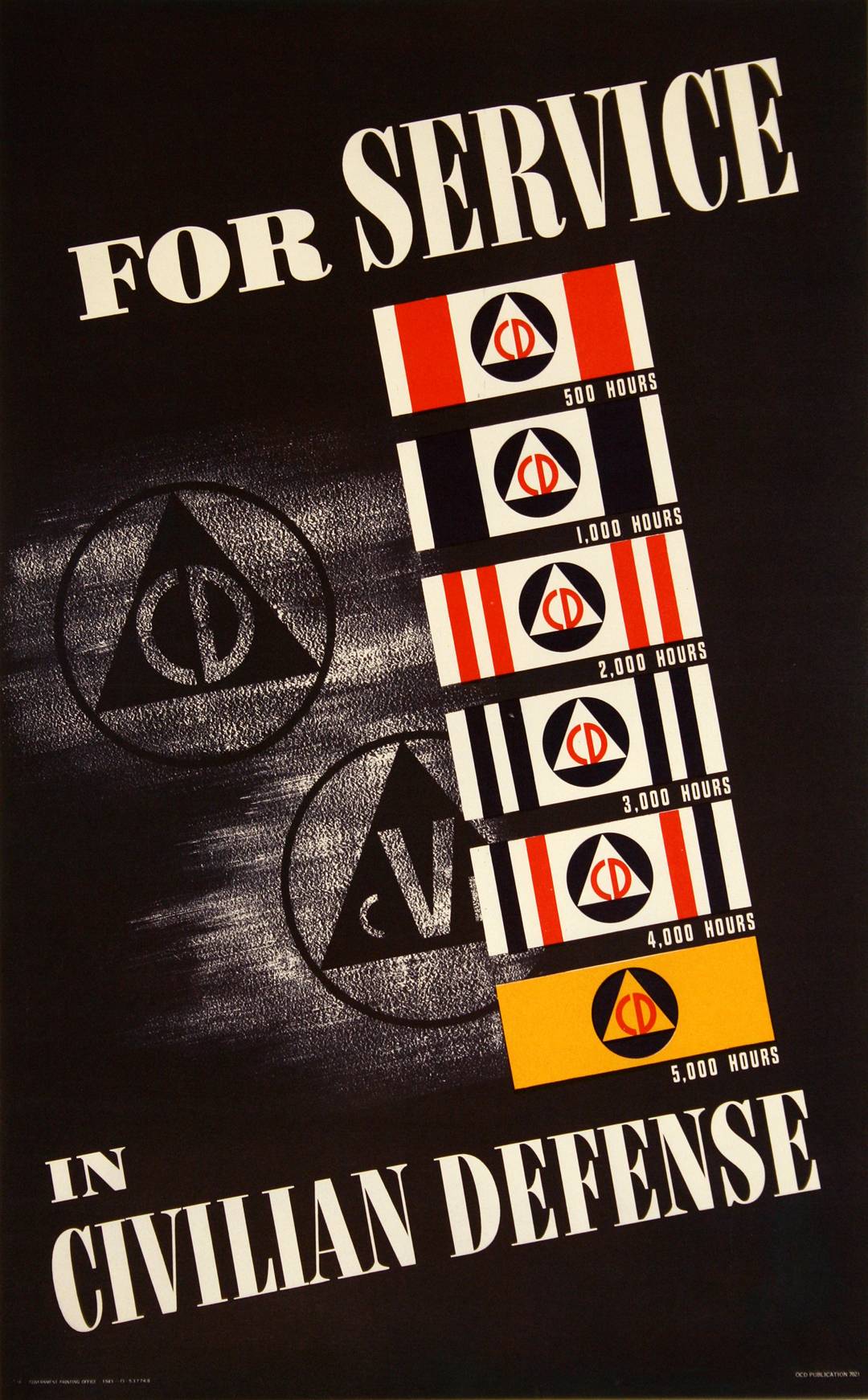 Original WWII Poster by Bates - For Service in Civilian Defense
