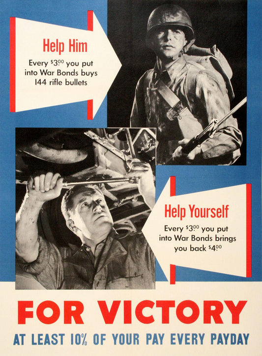 Original Vintage American WWII Poster c1943 - For Victory Help Him Help Yourself