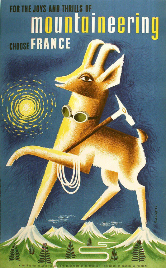 Original Vintage Mountaineering in France Poster by Lancaster c1955