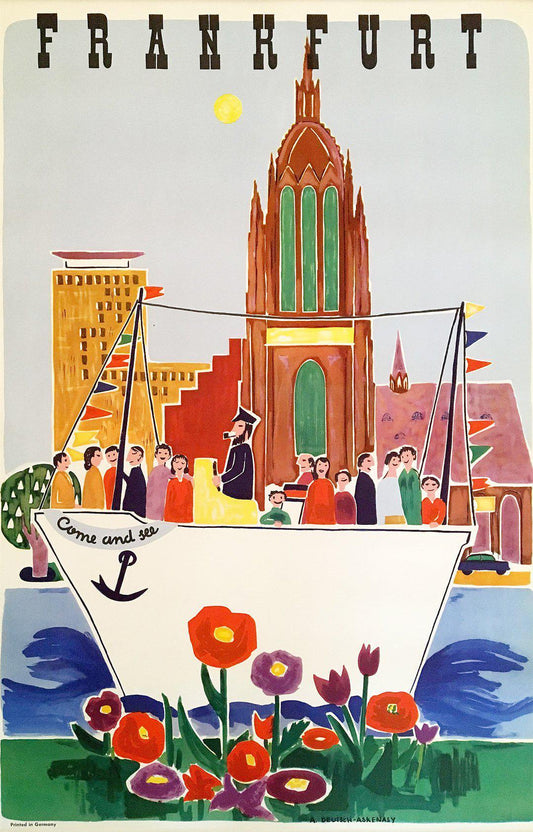 Original Vintage Travel Poster Frankfurt Come and See by A. Deutsch-Askenasy 1951
