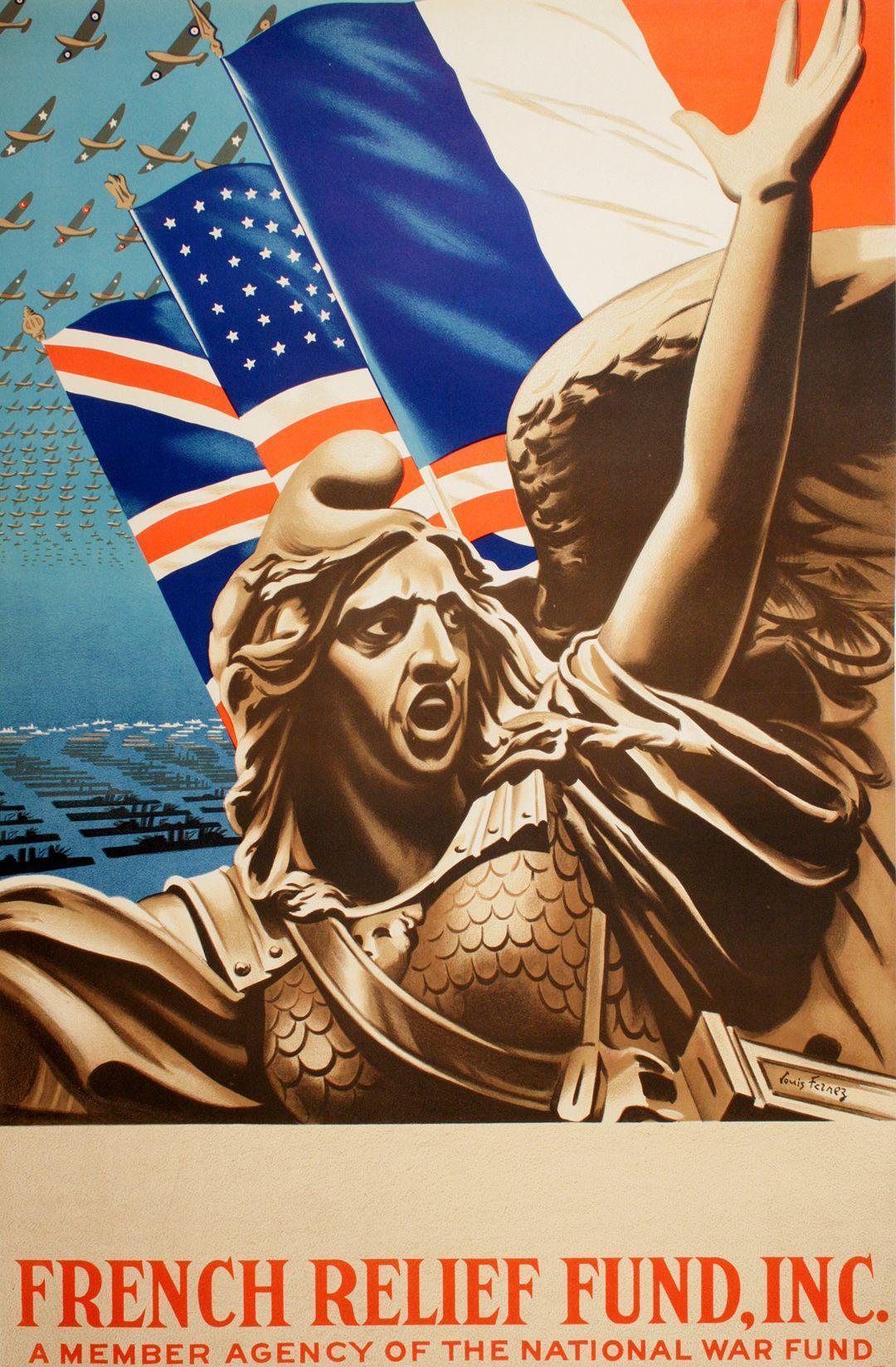 Original French Relief Fund Poster by Louis Fernez c1943 WWII