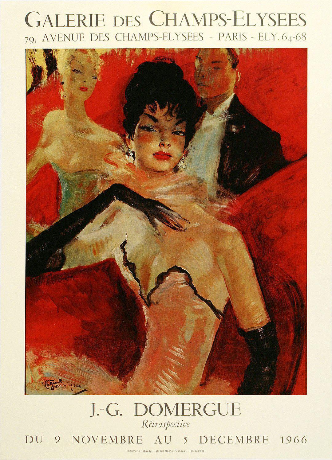 Original Vintage Jean Gabriel Domergue Exhibition Gallery Poster 1966