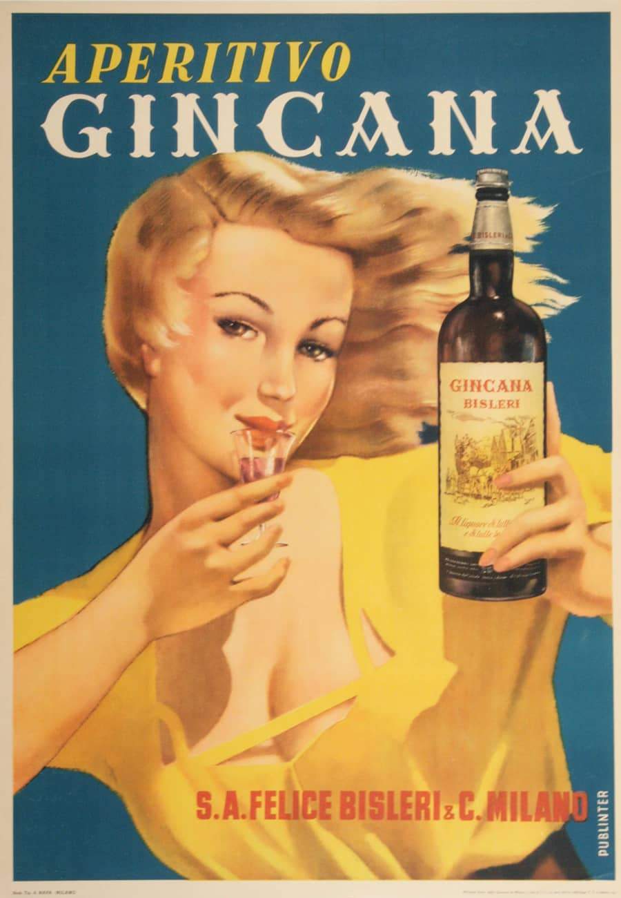 Italian Gincana Aperitivo Original Poster c1950