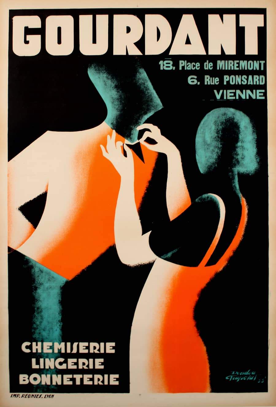 Gourdant 1933 Original Vintage French Poster for Clothing Store by Frapotat