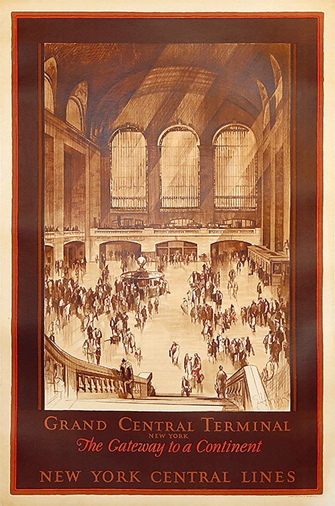 Original Grand Central Terminal Vintage Poster New York Central Lines by Earl Horter c1927