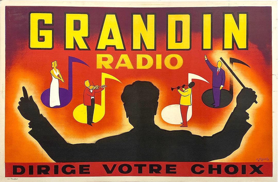 Original Vintage Grandin Radio Poster c1950 by Dumont