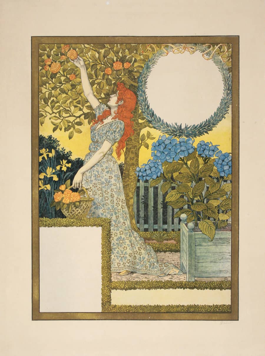 Original Lithograph before Letters designed by Eugene Grasset circa1897