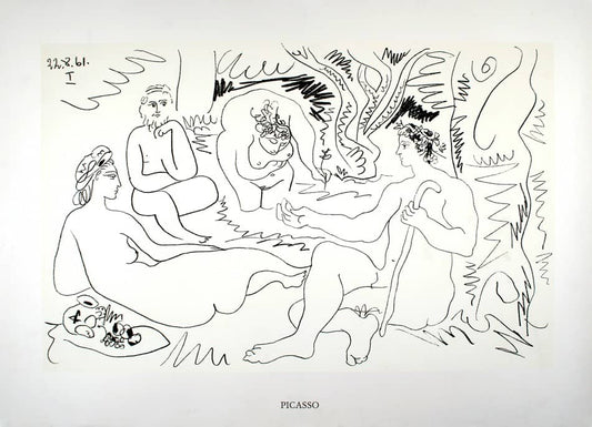 Picasso Group in Nude Vintage Licensed Reprint 1980