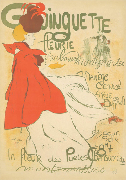 Rare Original Vintage Jacques Villon Poster Guingette Fleurie 1901