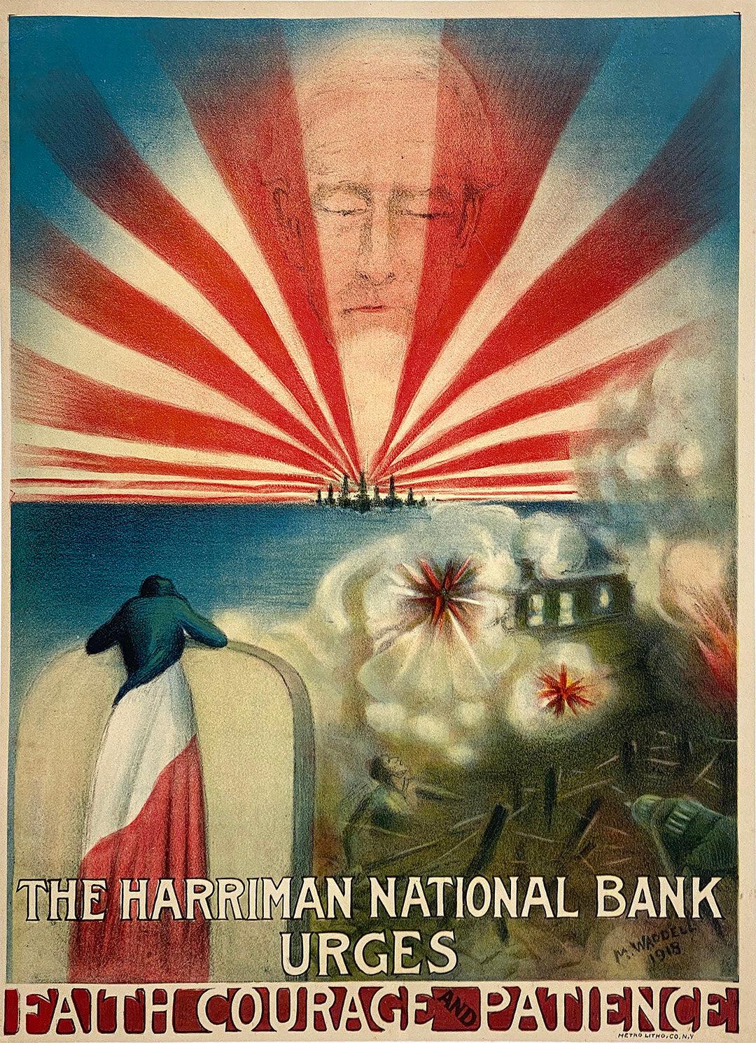 Original Vintage WWI Poster Harriman National Bank by Waddel 1918