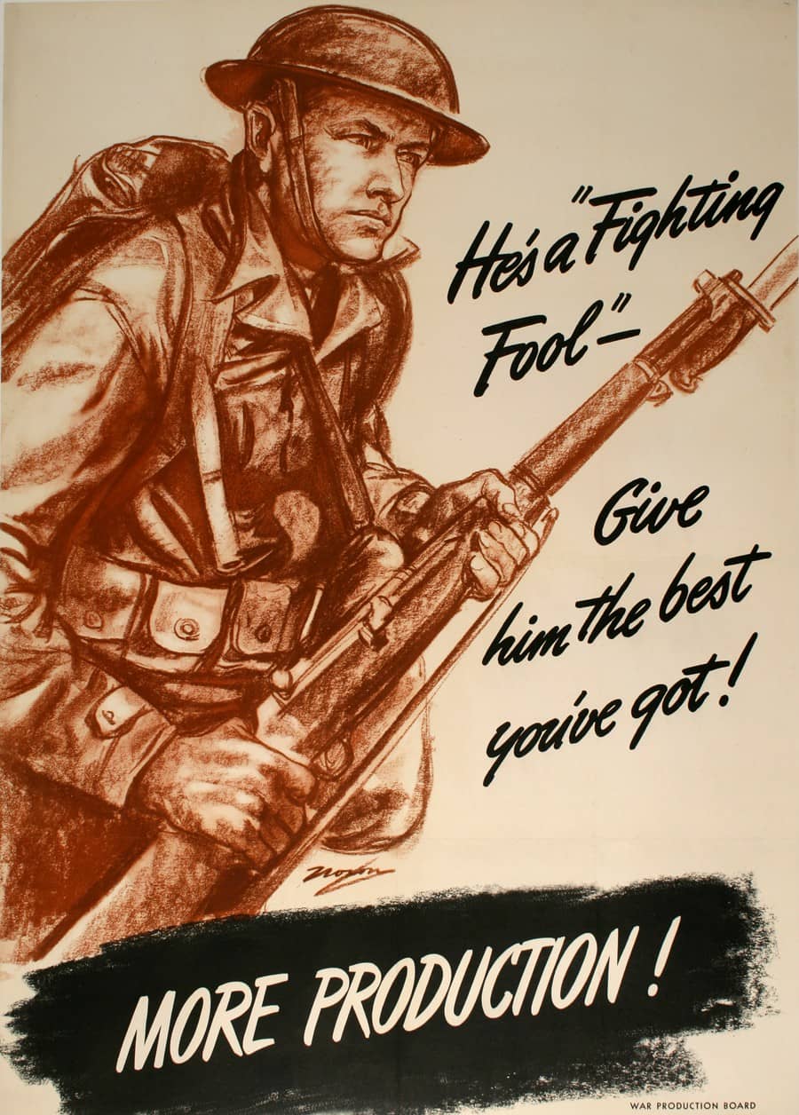 Original Vintage WWII American Poster - He's a Fighting Fool by Noran