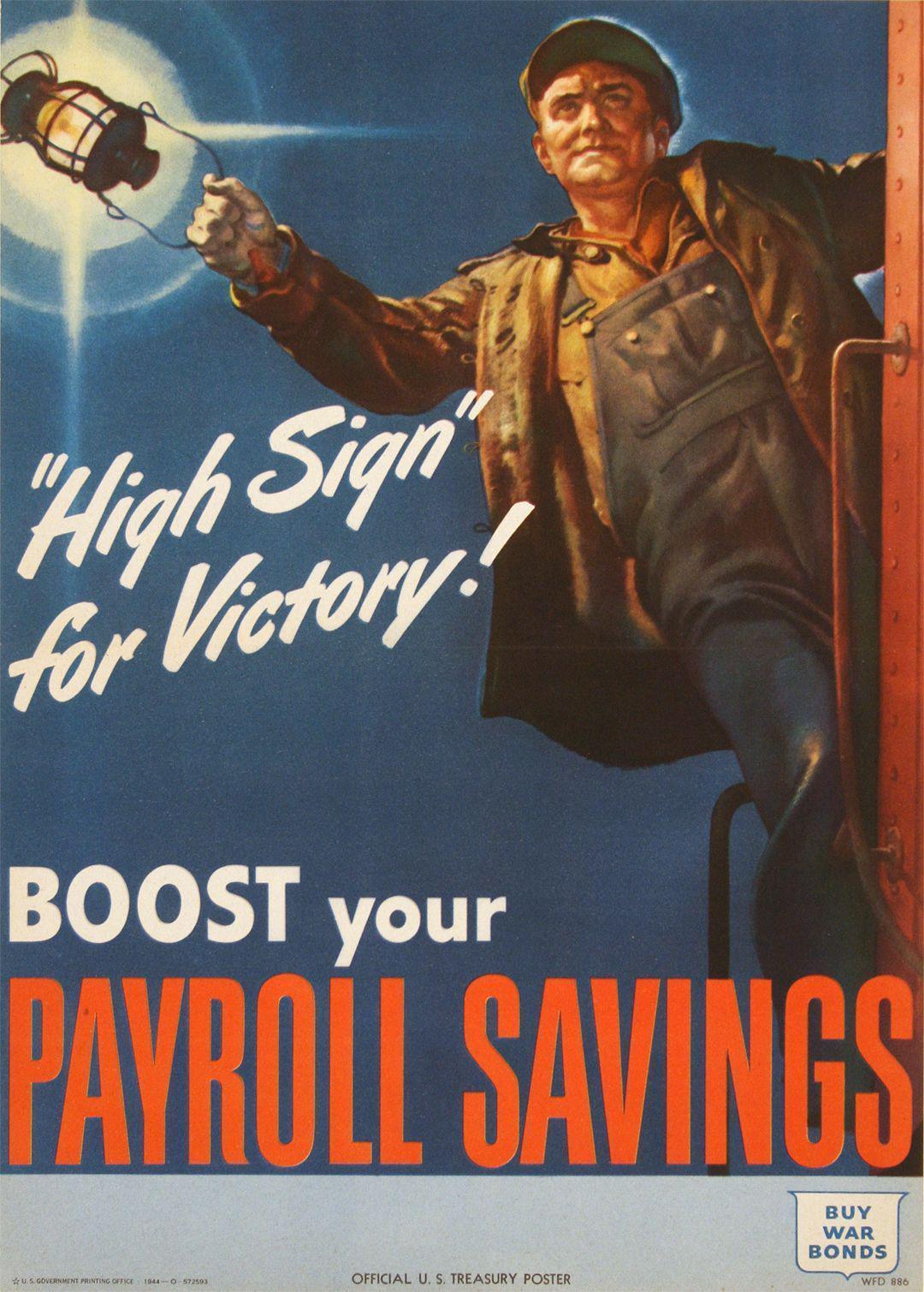 Original WWII Poster - High Sign for Victory Payroll Savings 1944